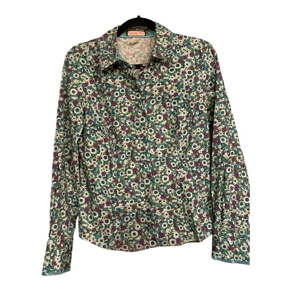 Jamaica Bay Blue, Green, Purple, Discover Paradise floral print blouse. Size M - Picture 2 of 5